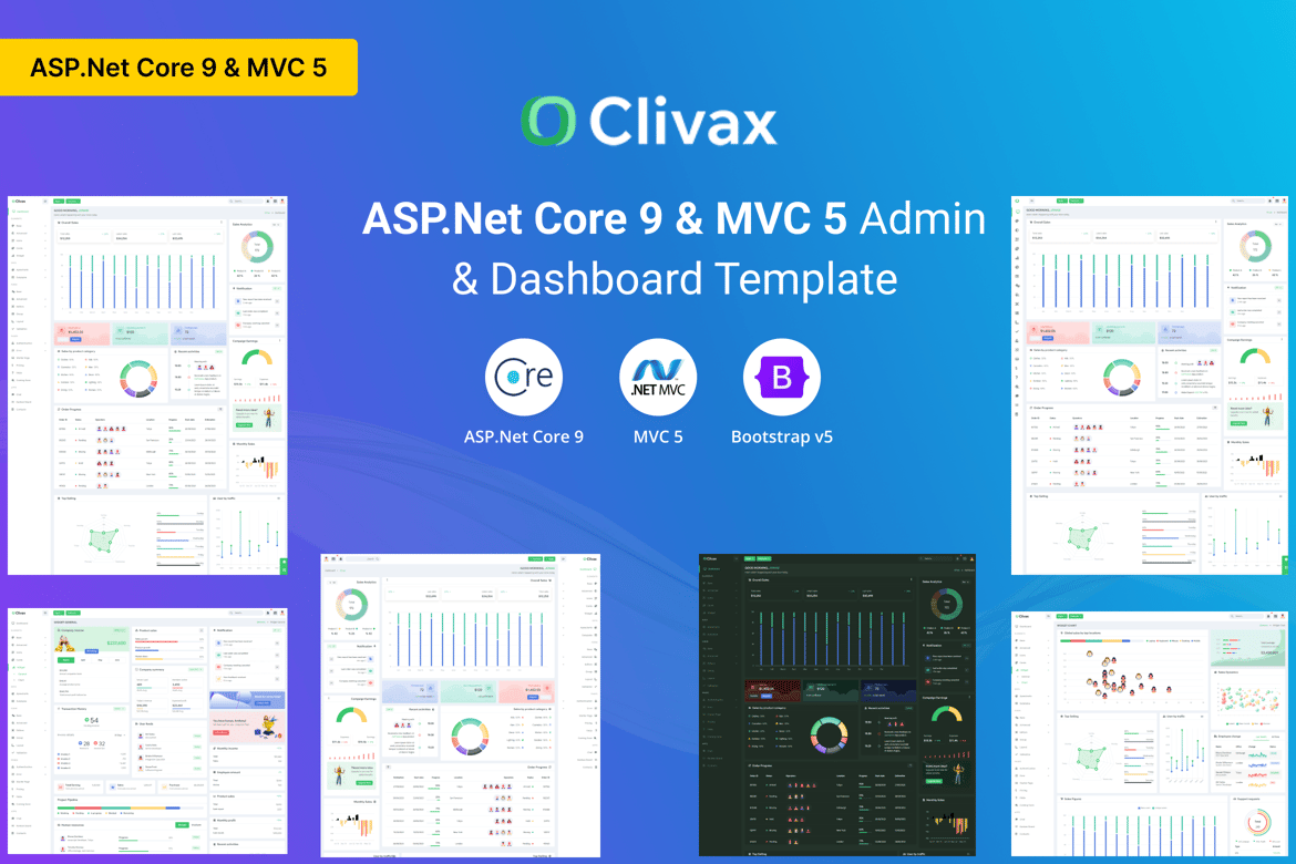 Clivax - Template Website Admin & Dashboard ASP.Net & MVC yang Modern