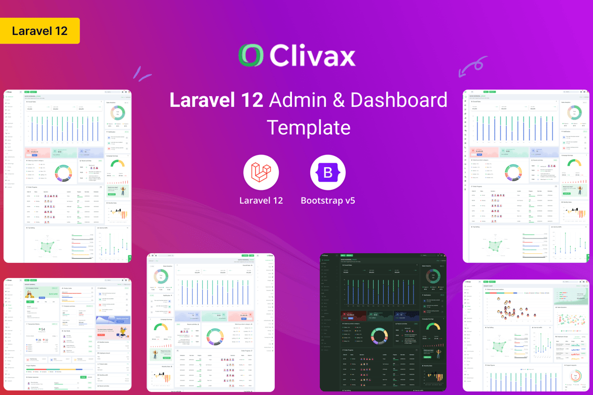 Clivax - Template Website Admin & Dashboard Laravel 12 yang Modern