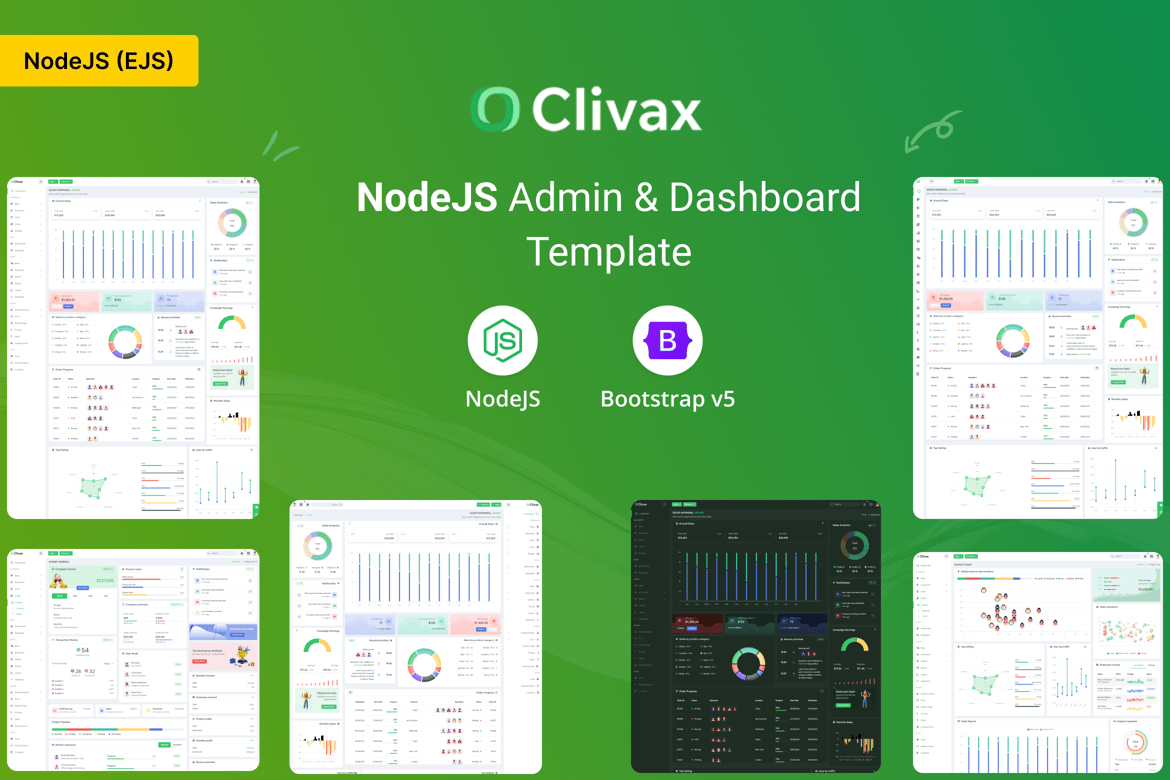 Clivax - Template Admin & Dashboard NodeJS Modern dan Responsif