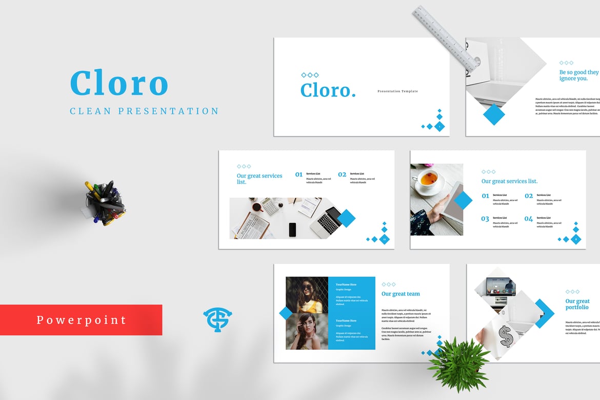 Template PowerPoint Cloro - Desain Kreatif untuk Presentasi Anda