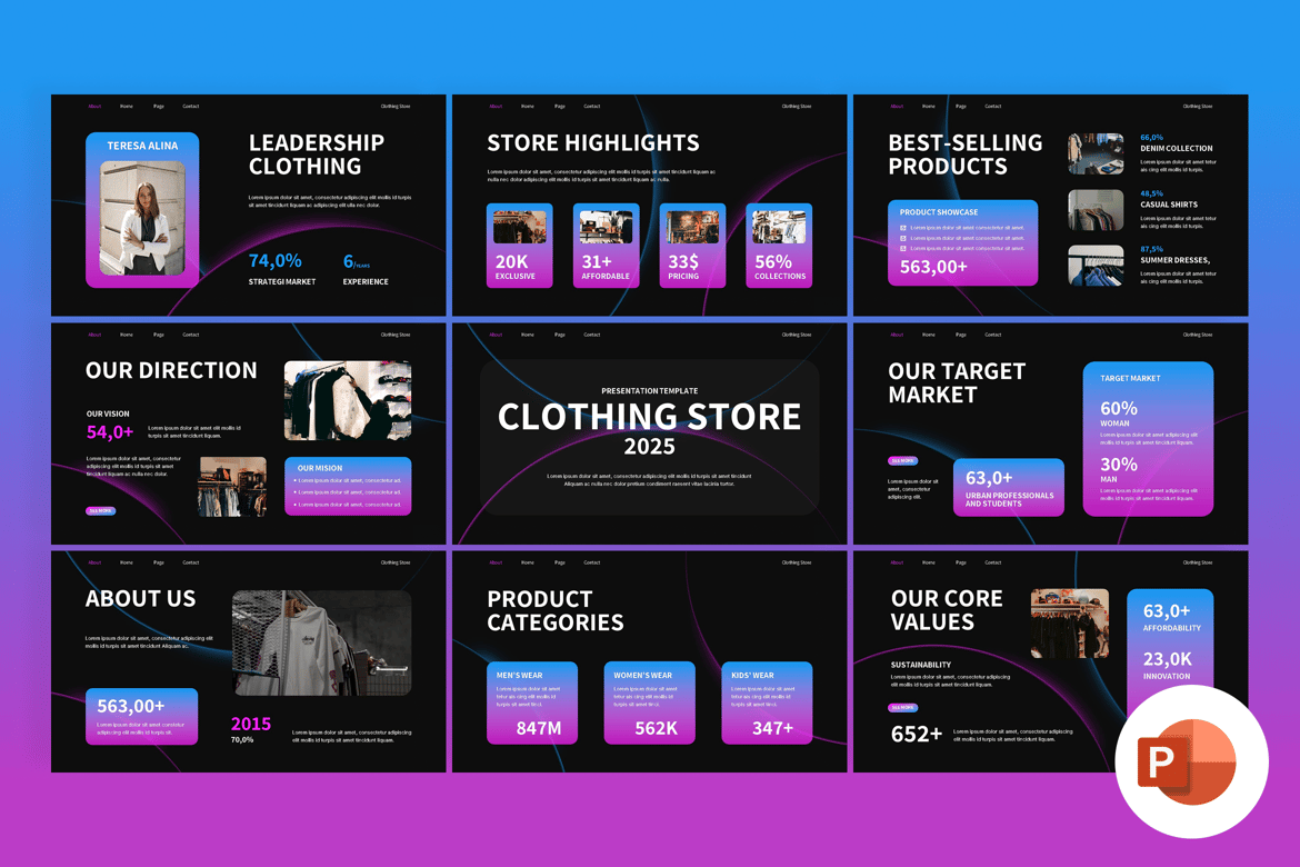 Template PowerPoint Toko Pakaian yang Modern dan Elegan