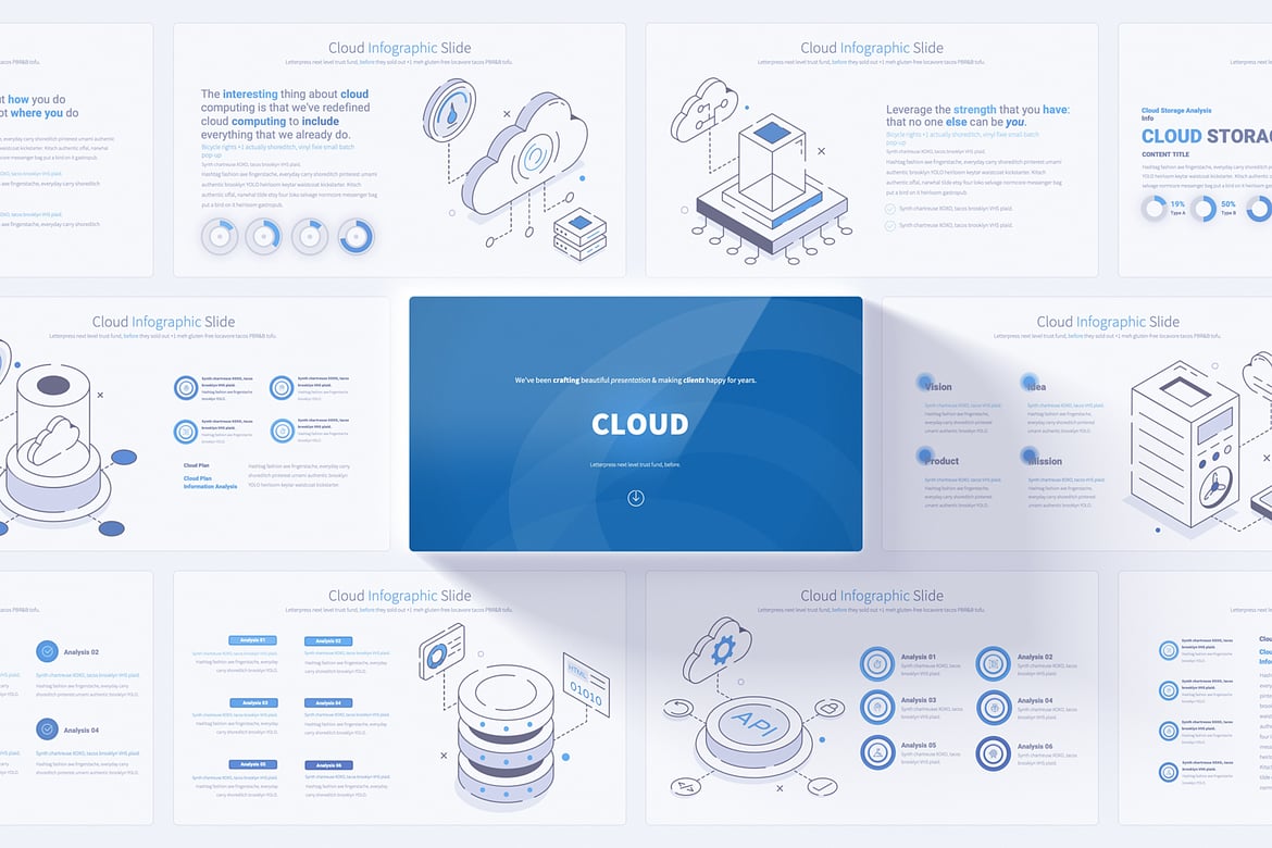 Template PowerPoint Infografis CLOUD - Solusi Presentasi Menarik