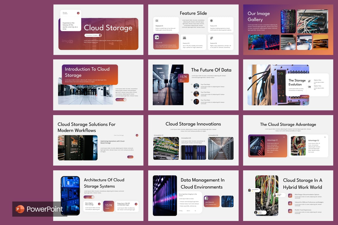 Template PowerPoint Penyimpanan Awan Modern dan Kustomisasi Penuh