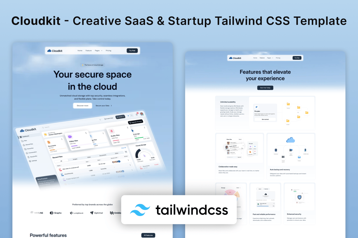 Cloudkit – Template Website SaaS Kreatif dengan Tailwind CSS