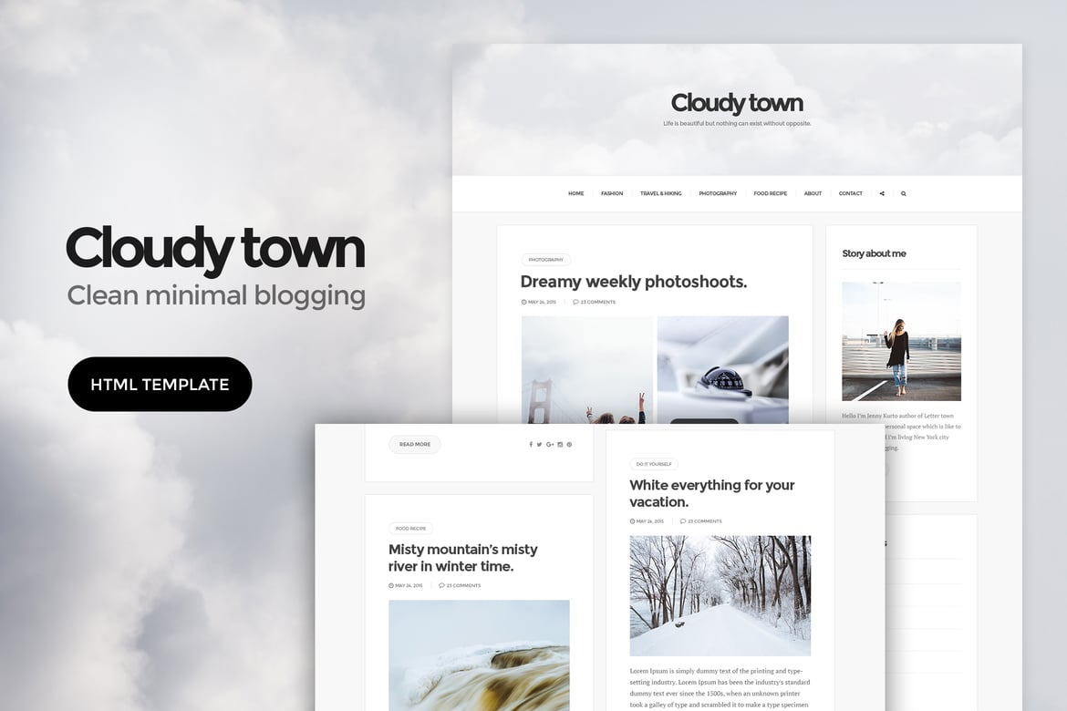 Cloudy Town - Template Website Blog Minimalis dan Bersih