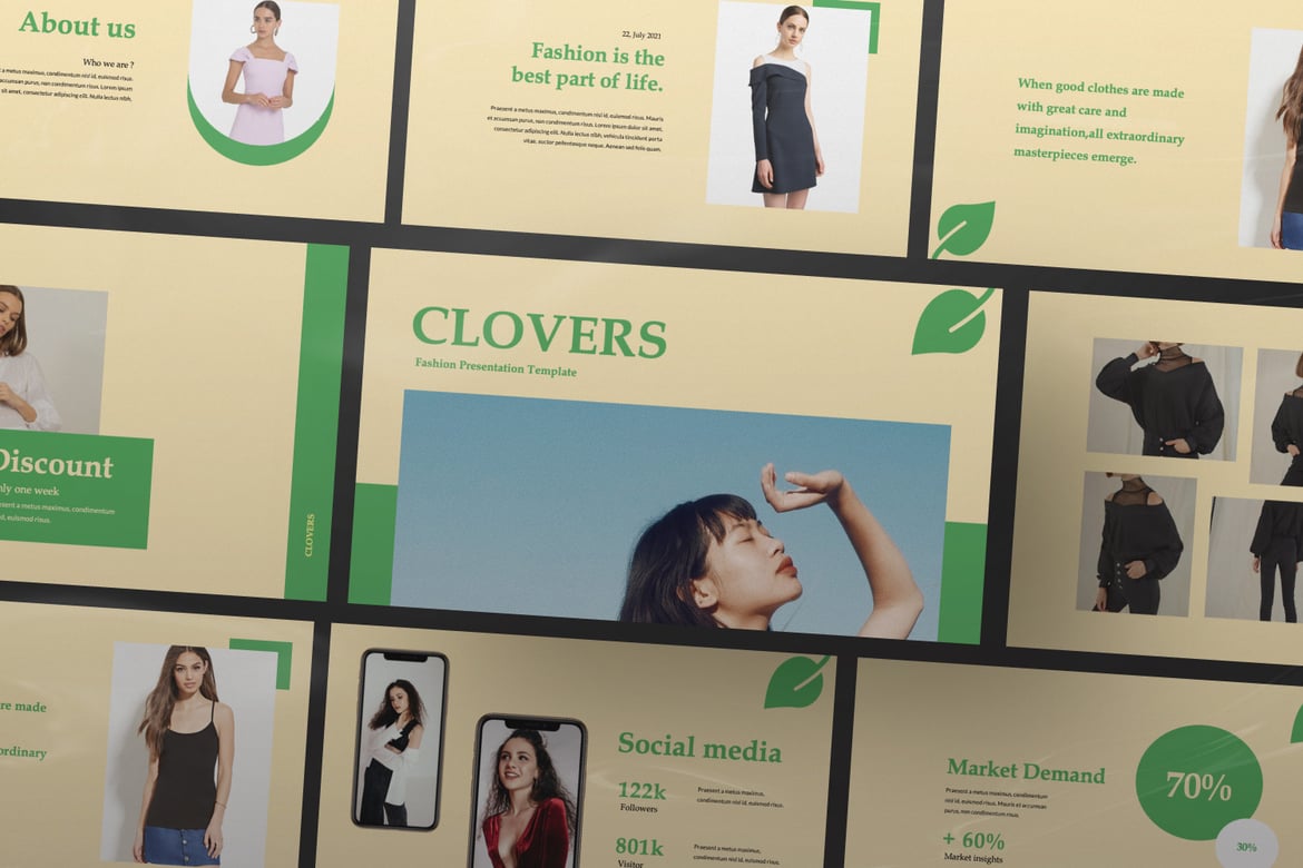 Template Presentasi PowerPoint Clovers yang Kreatif dan Modern