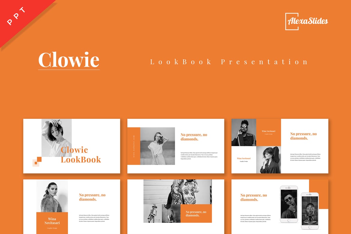 Template Presentasi Powerpoint Clowie - Lookbook yang Menarik