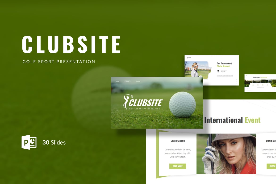 Template Presentasi PowerPoint Golf Clubsite yang Menarik