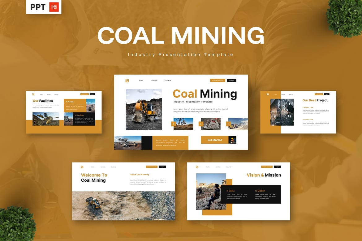 Template PowerPoint Industri Pertambangan Batubara yang Menarik