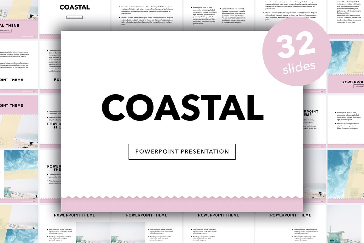 Template PowerPoint Pantai yang Elegan dan Profesional