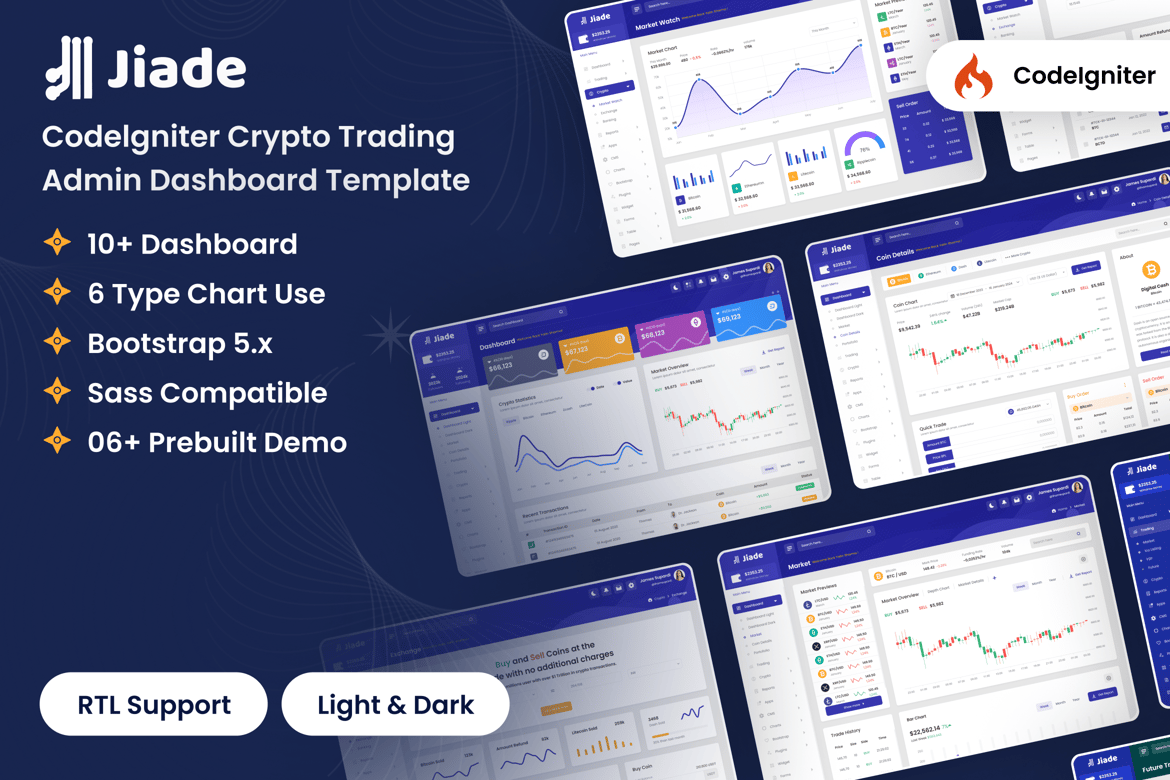 Template Admin Trading Crypto CodeIgniter yang Modern dan Responsif