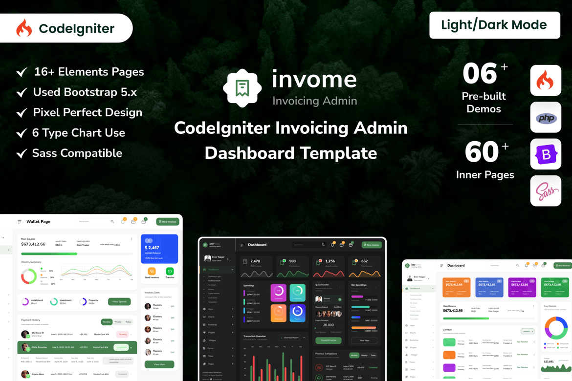 Template Website Dashboard Admin Invoicing CodeIgniter yang Modern dan Responsif