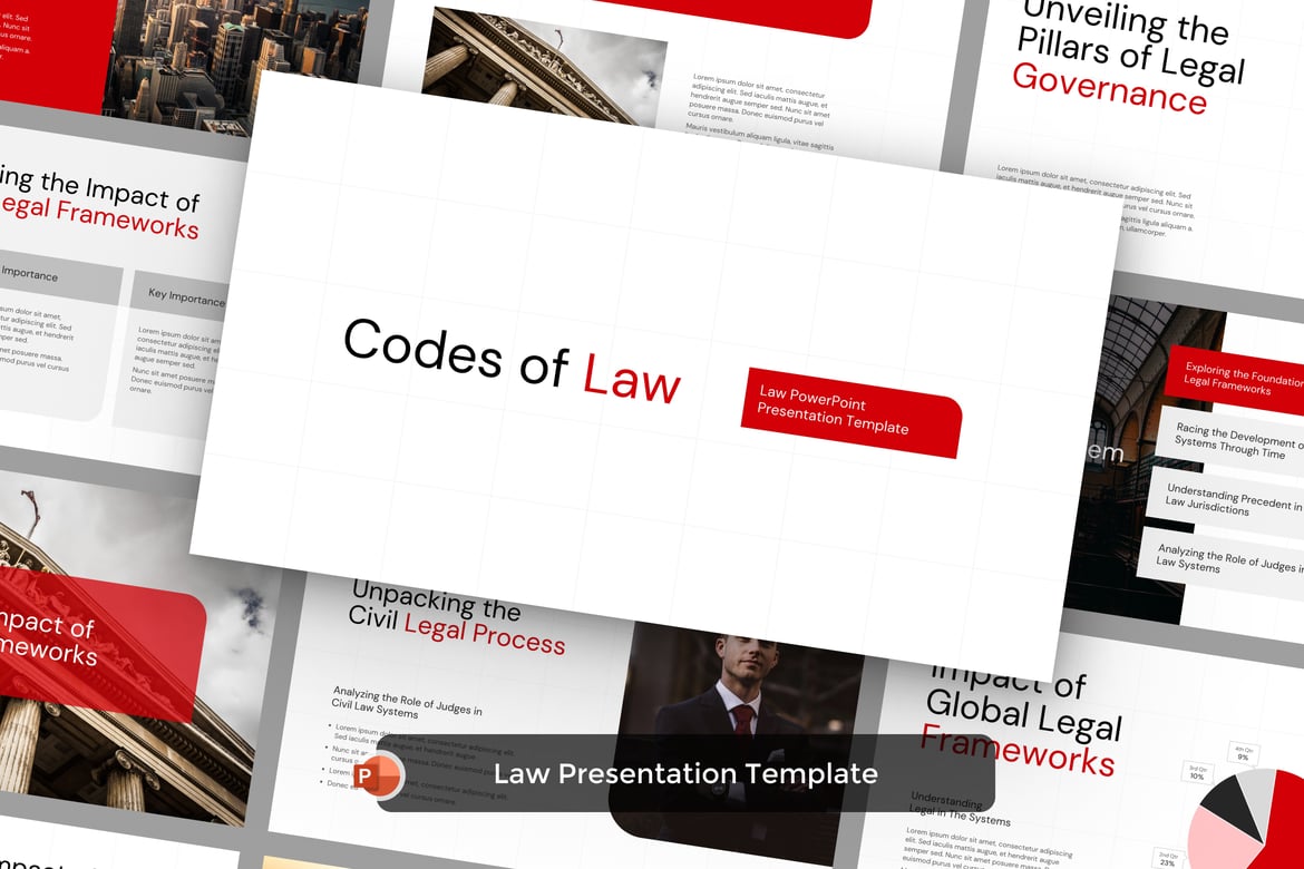Template Presentasi PowerPoint Kode Hukum yang Profesional dan Menarik