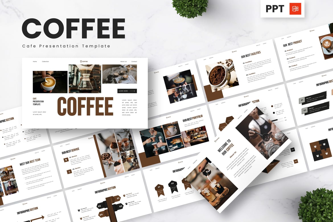 Template Presentasi PowerPoint Kafe dan Kopi yang Menarik