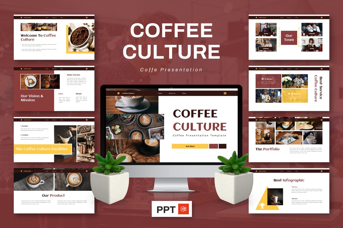 Template Presentasi Kafe - Coffee Culture Powerpoint