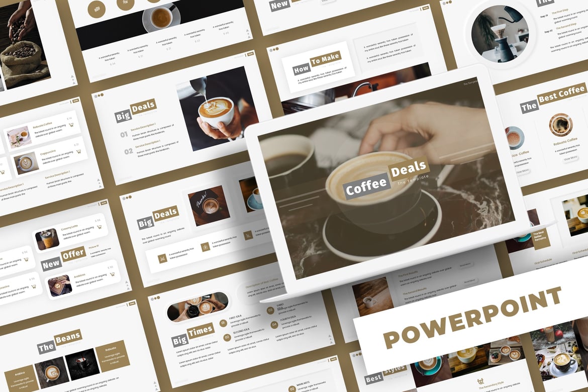 Template Presentasi PowerPoint Coffee Deals - Solusi Kreatif untuk Bisnis Anda