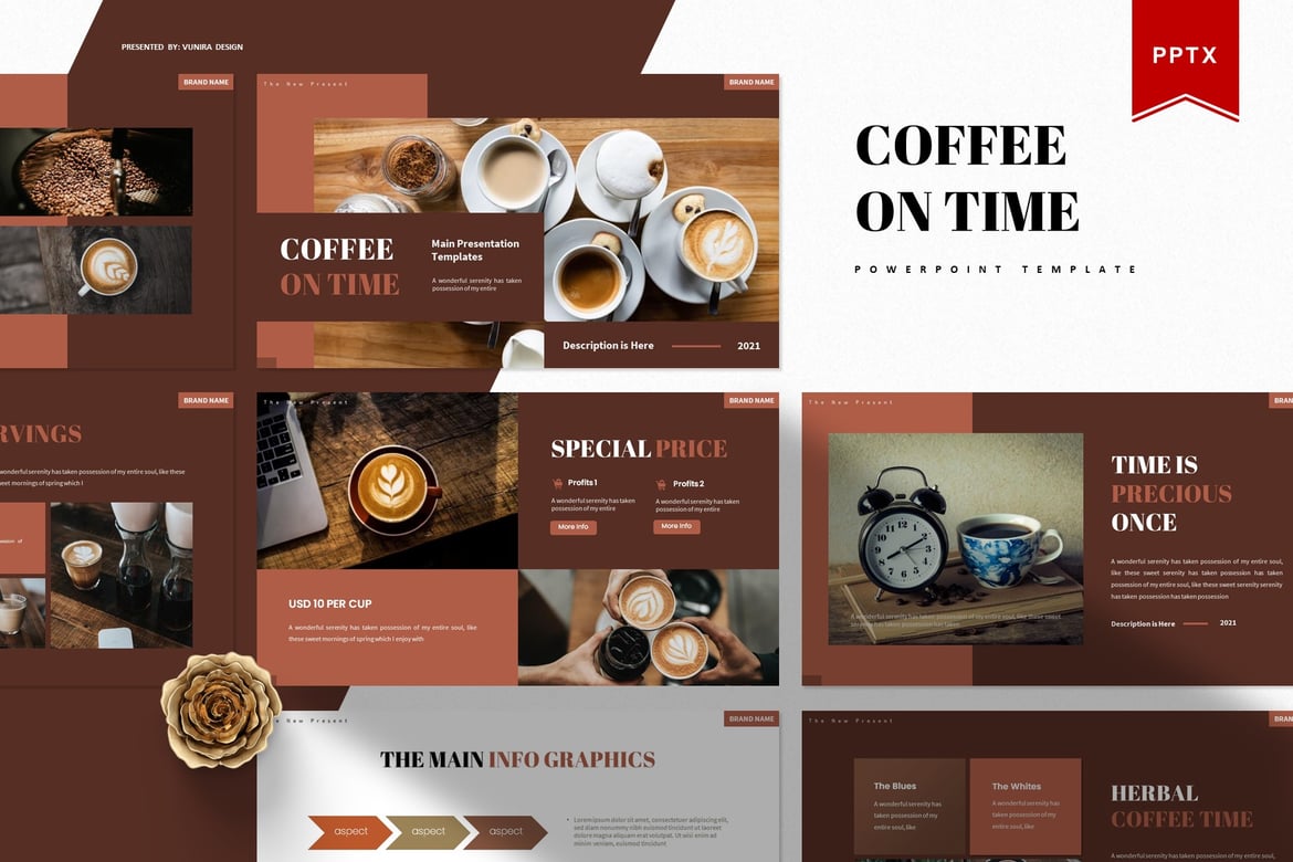 Template Presentasi Powerpoint Coffee On Time yang Menarik dan Profesional