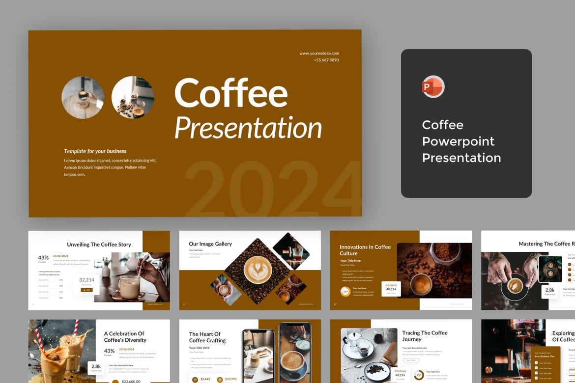 Template Presentasi PowerPoint Kopi yang Menawan