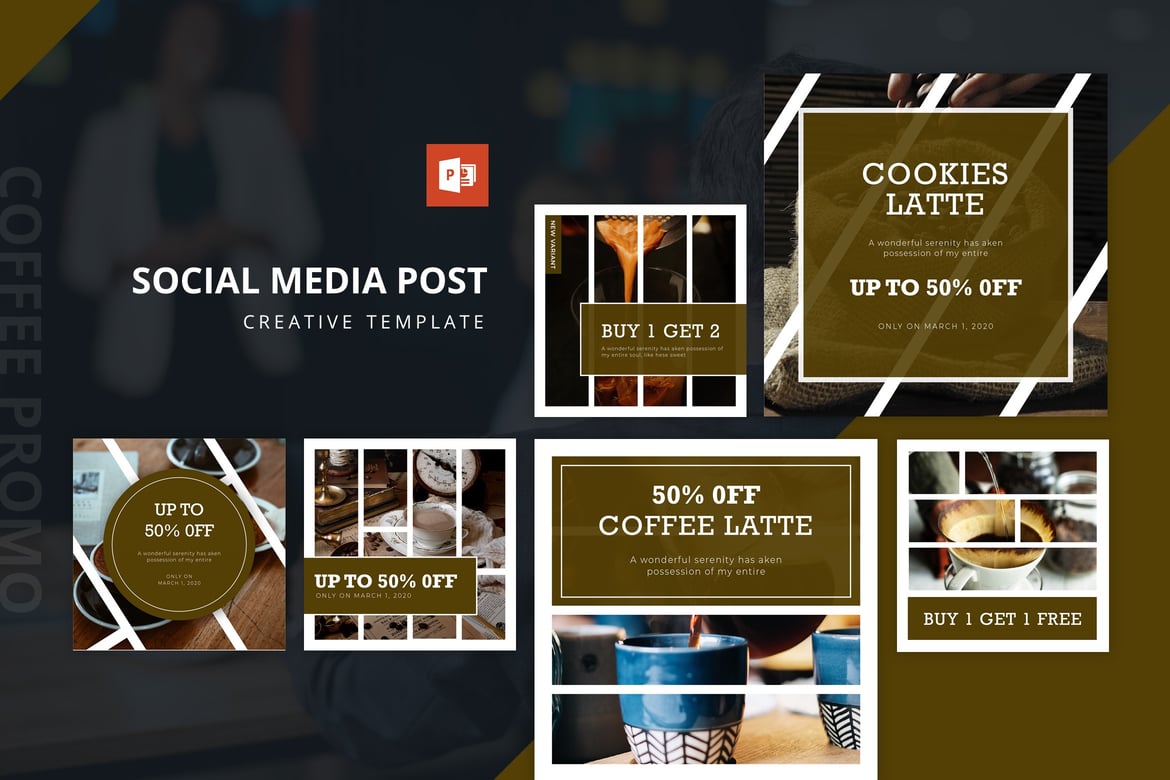 Template PowerPoint Promo Kopi untuk Instagram yang Menarik