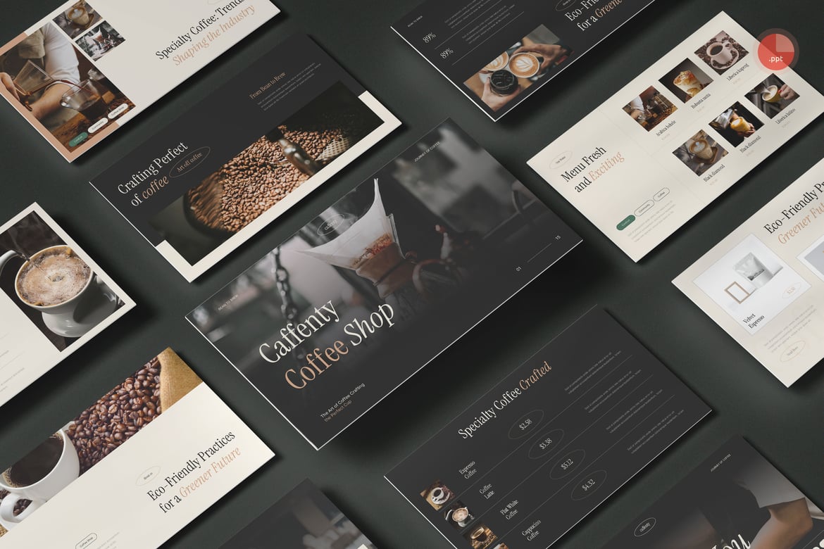 Template Presentasi PowerPoint Kafe dan Kedai Kopi yang Menarik