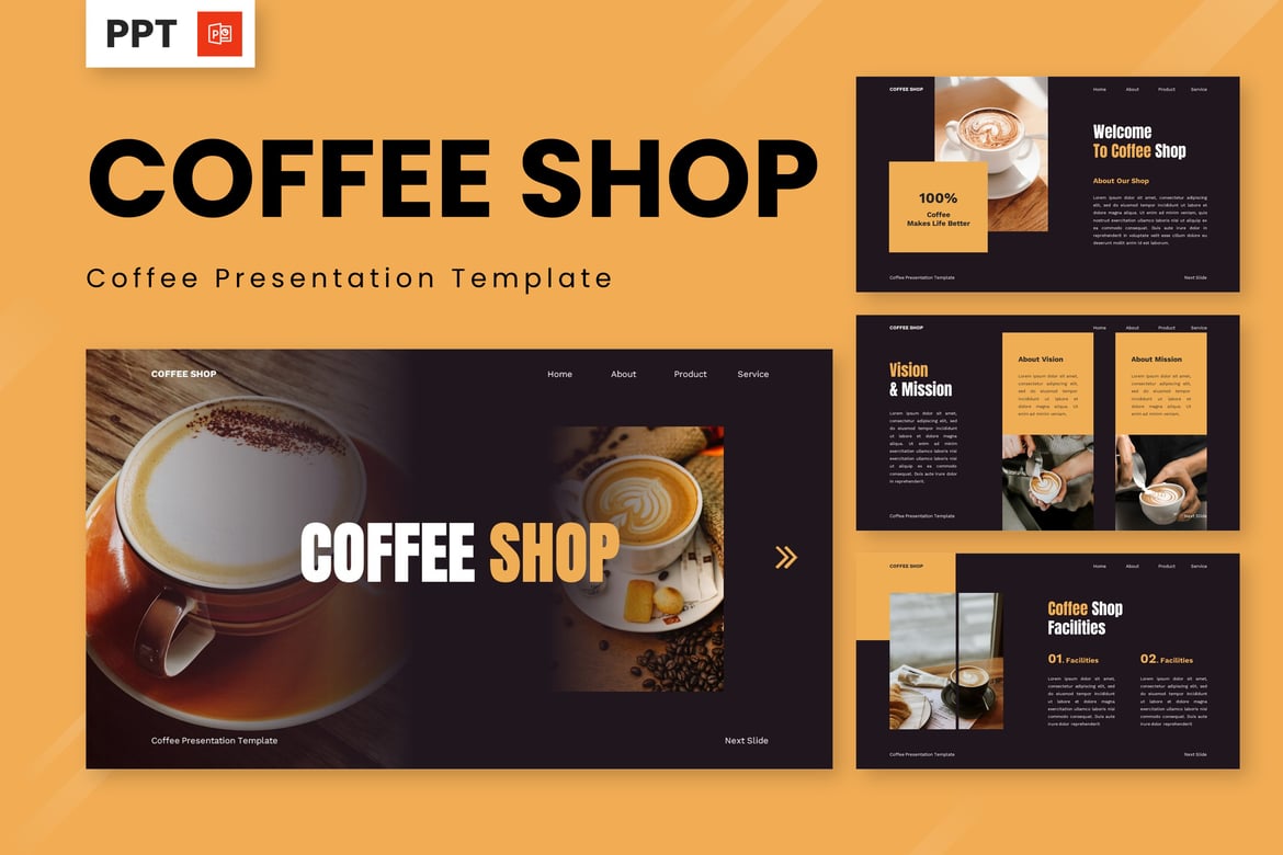 Template PowerPoint Kafe - Desain Menarik untuk Presentasi Kopi Anda
