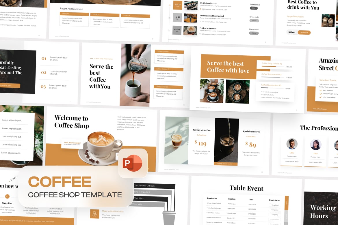 Template Presentasi PowerPoint Kafe Modern