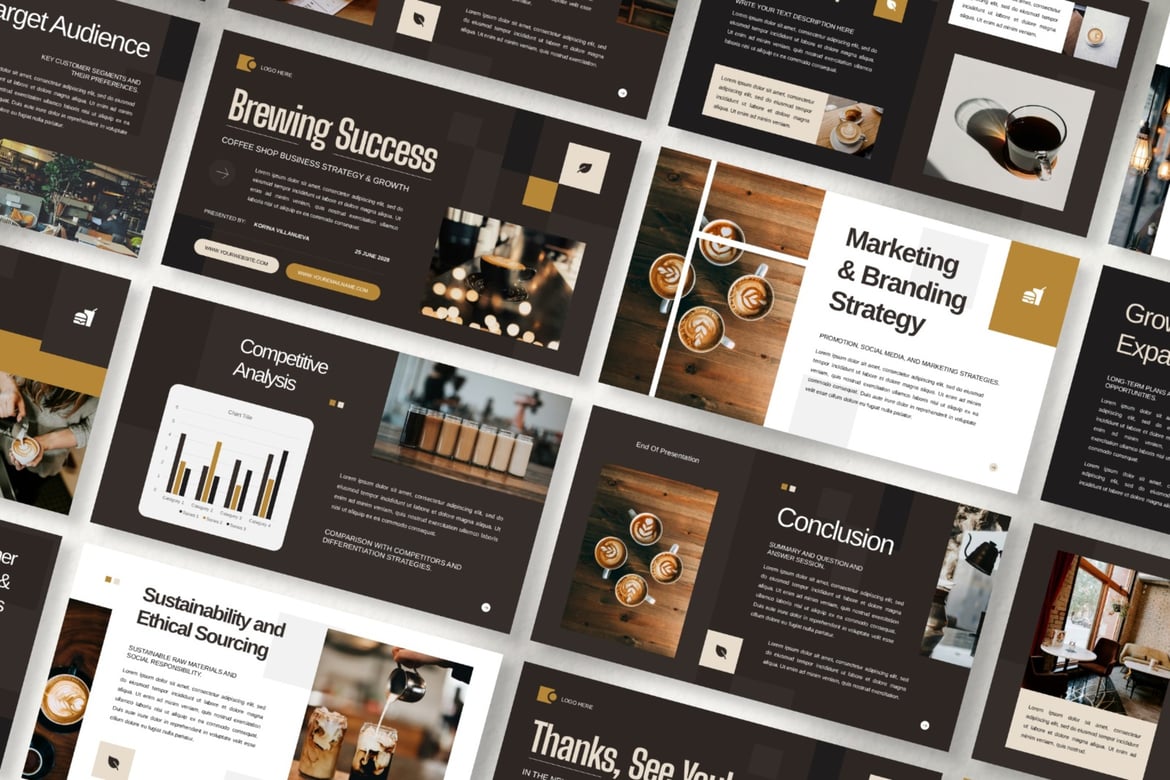 Template Presentasi PowerPoint Kafe yang Menarik dan Profesional