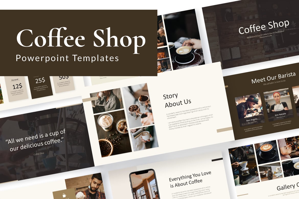Template Presentasi PowerPoint untuk Kedai Kopi yang Modern dan Profesional
