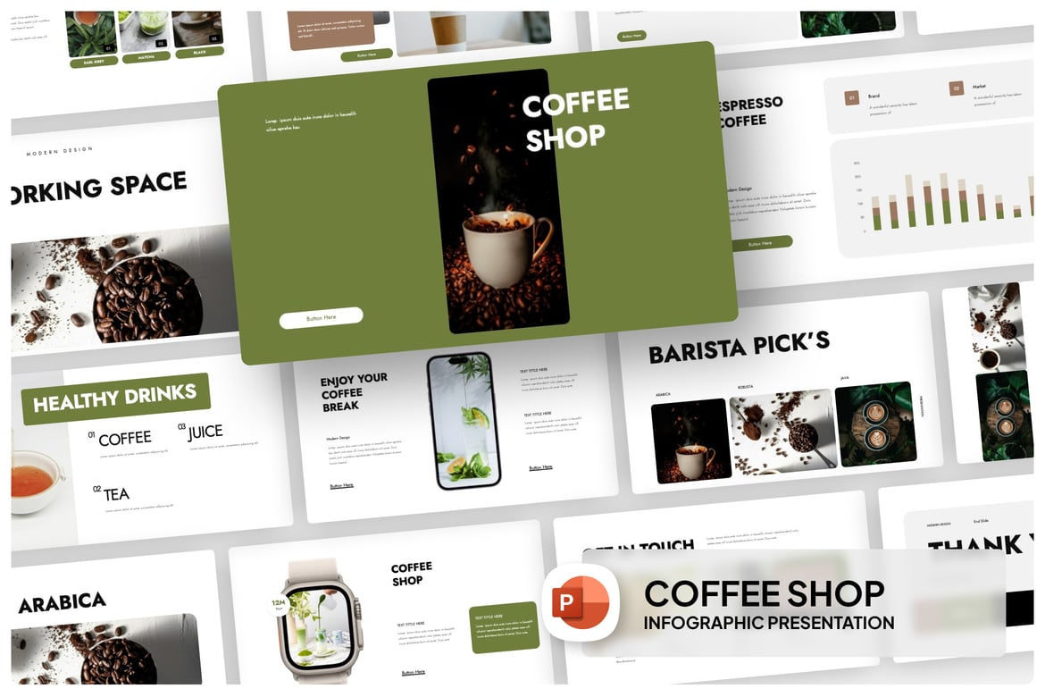 Template PowerPoint Kafe Modern yang Menarik