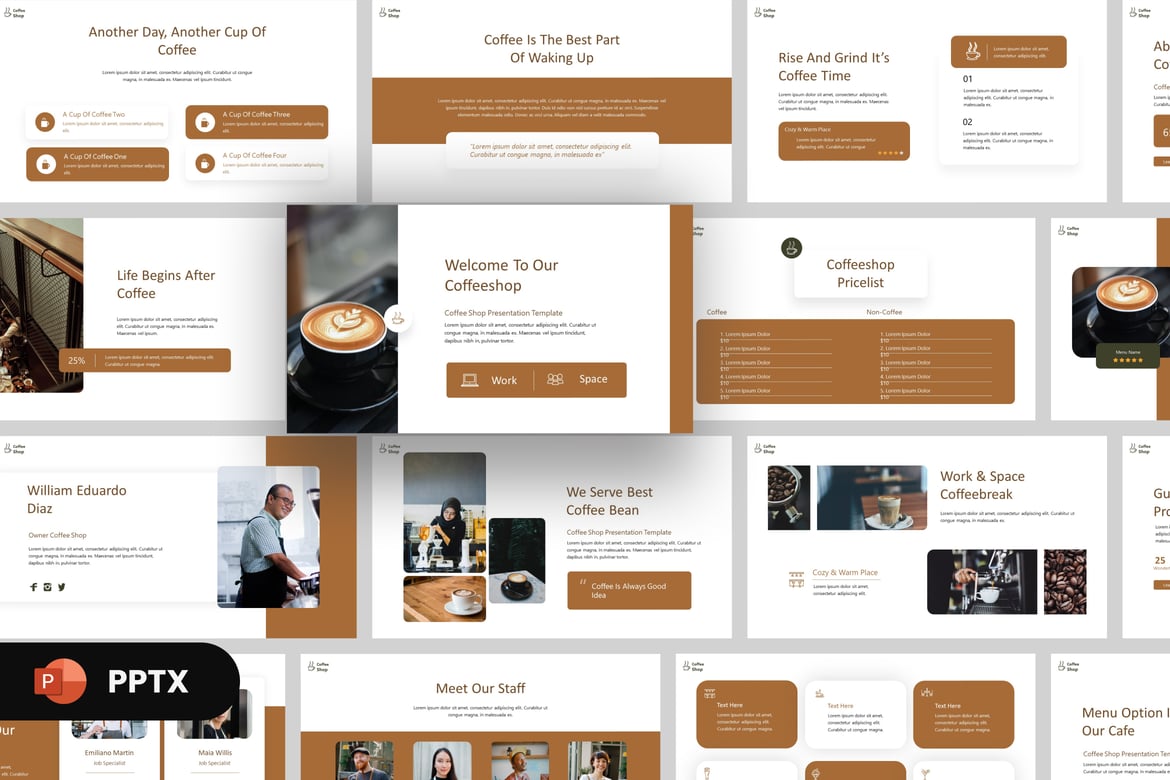 Template PowerPoint Kafe Modern yang Menarik
