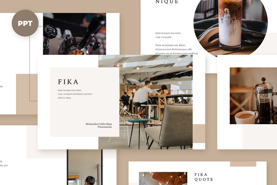 Template Presentasi PowerPoint Kafe Fika yang Elegan