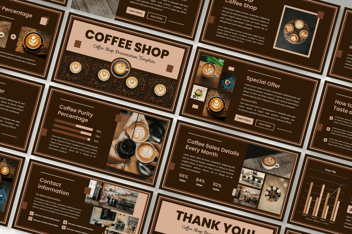 Template Presentasi PowerPoint untuk Coffee Shop yang Menarik