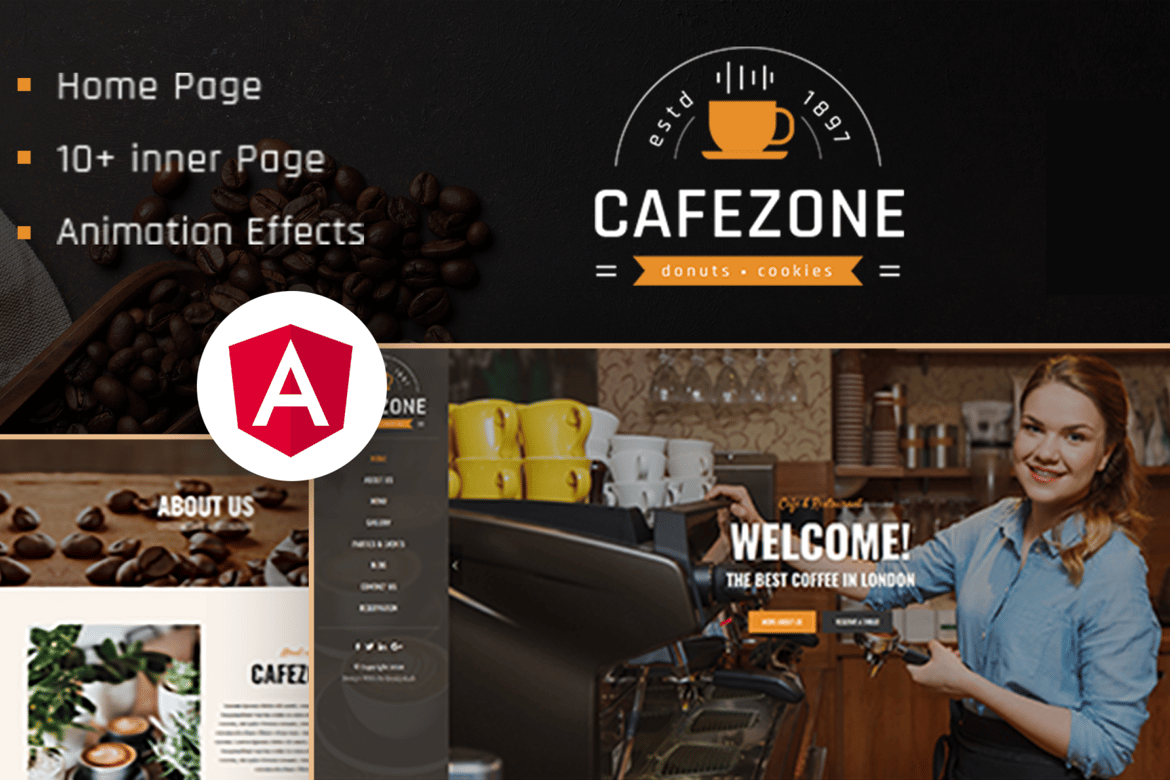 Template Website Angular untuk Kafe dan Restoran yang Stylish
