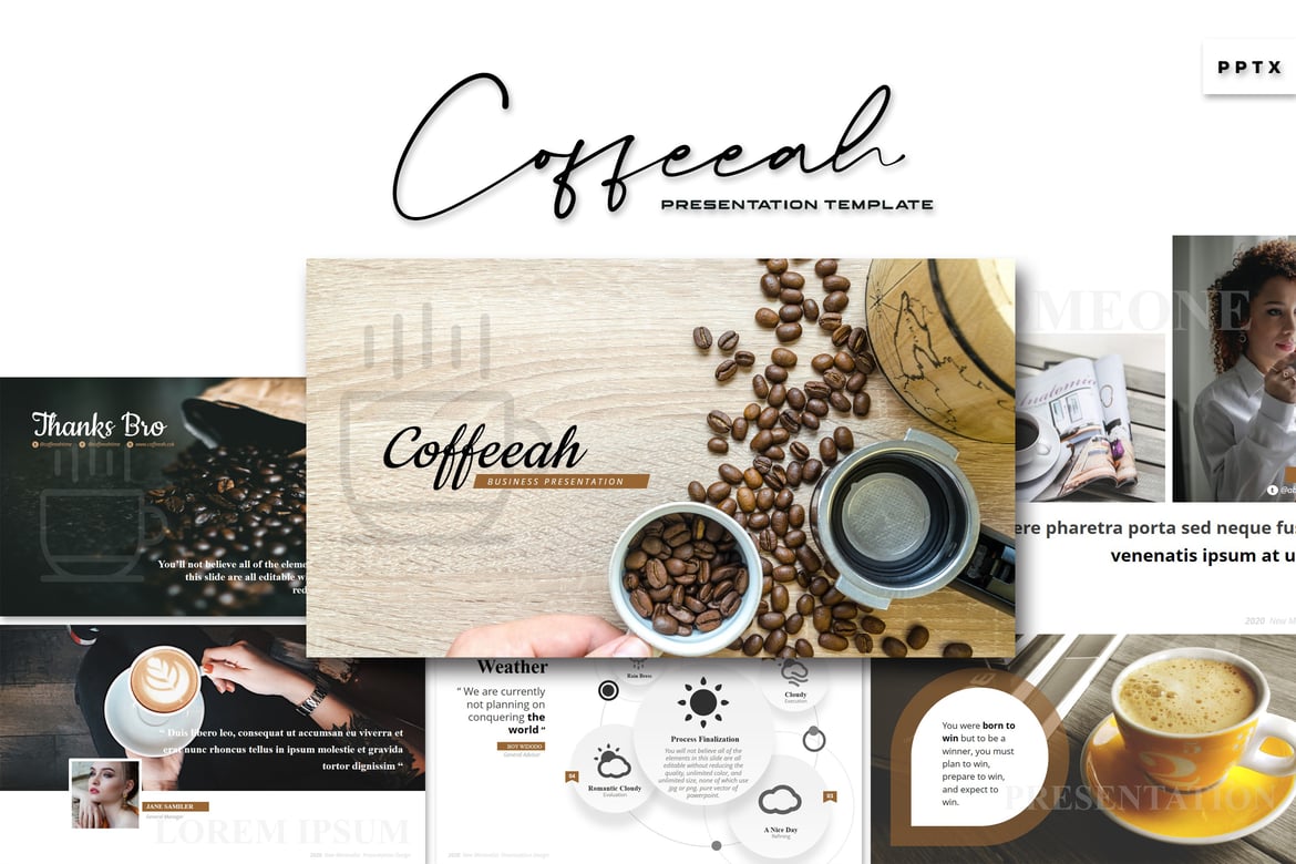 Template Presentasi Powerpoint Coffeeah - Kreatif dan Serbaguna