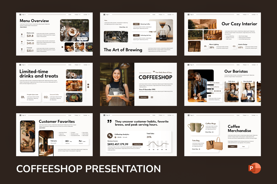 Template Presentasi PowerPoint untuk Kedai Kopi yang Stylish