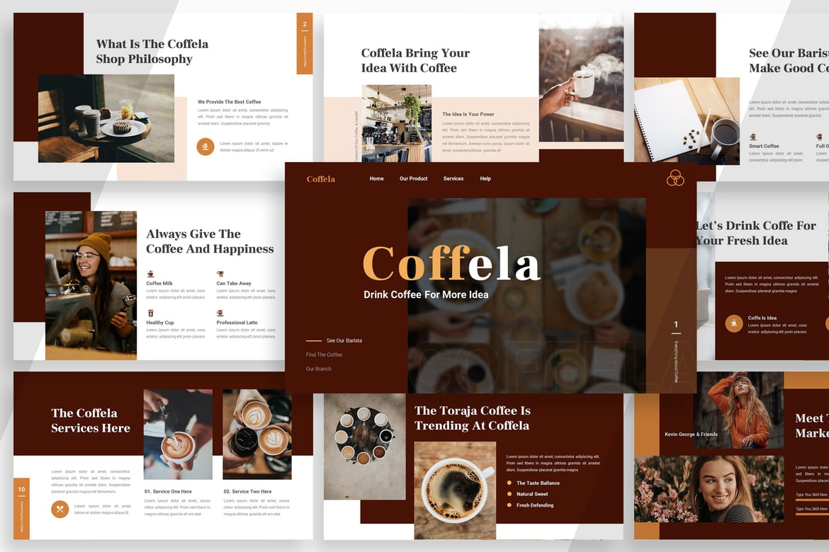 Coffela - Template PowerPoint Elegan untuk Presentasi Bisnis dan Kafe