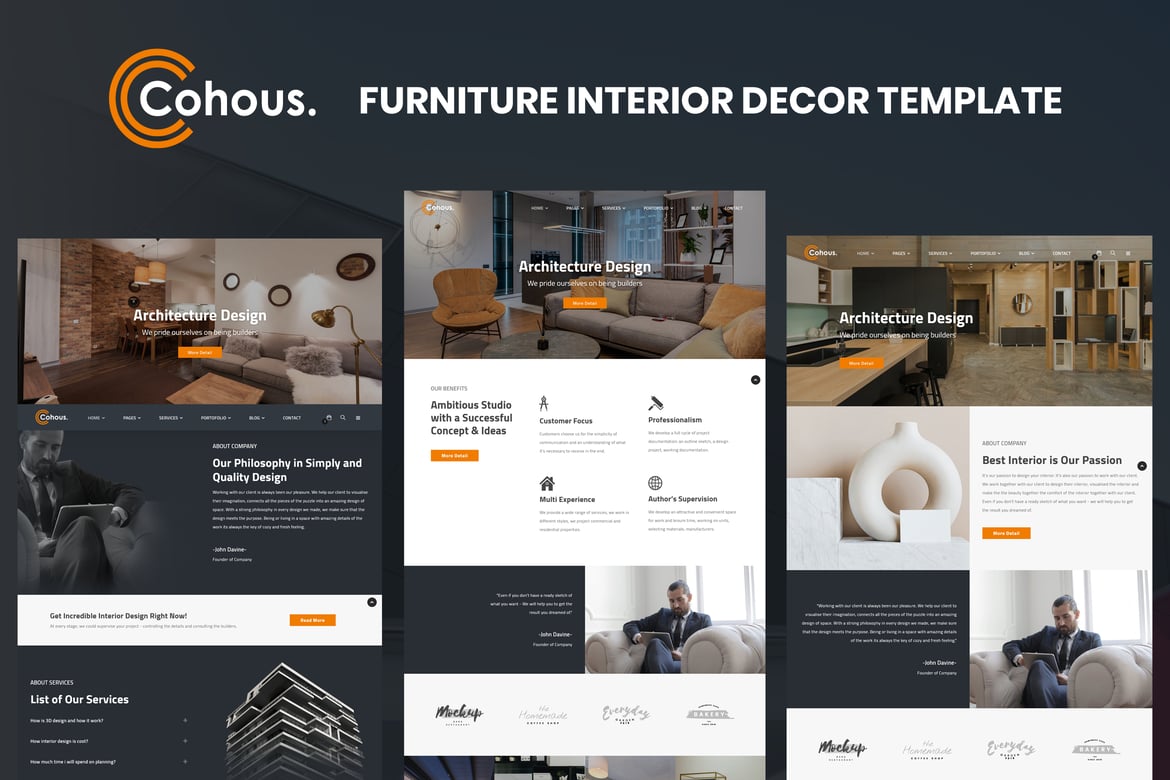 Cohous - Template Website Desain Interior yang Interaktif