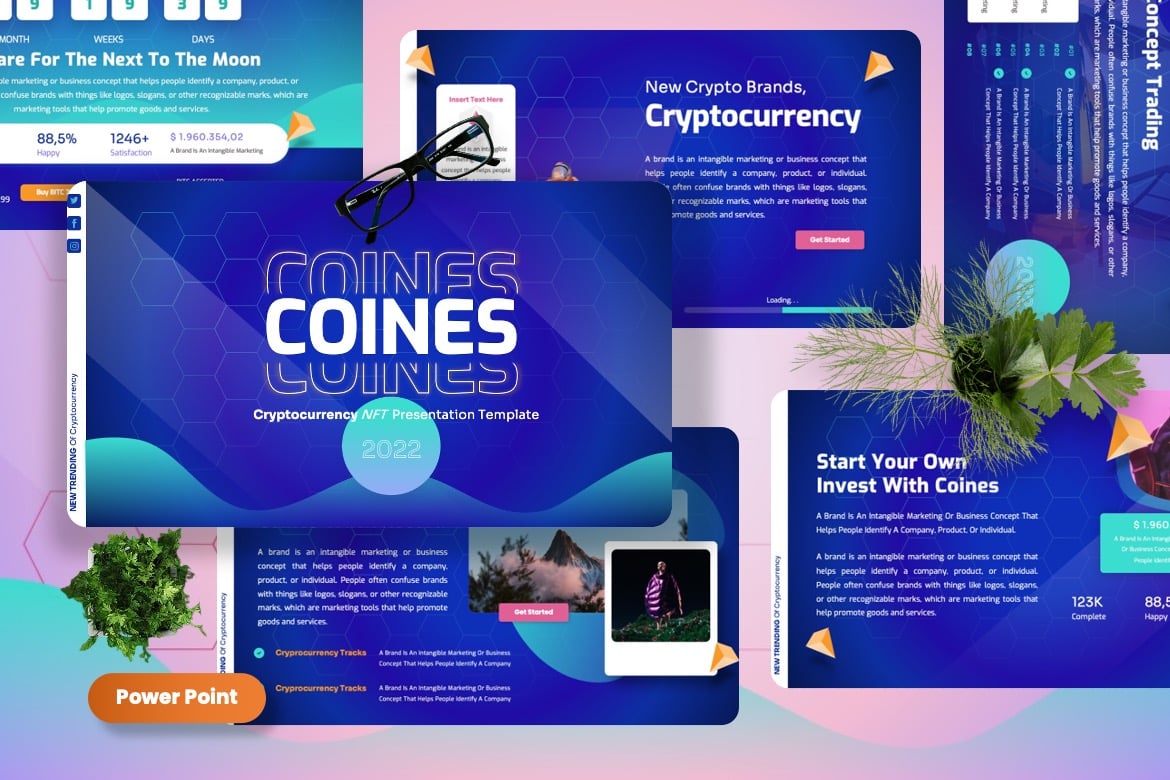 Coines - Template Powerpoint Cryptocurrency yang Menawan