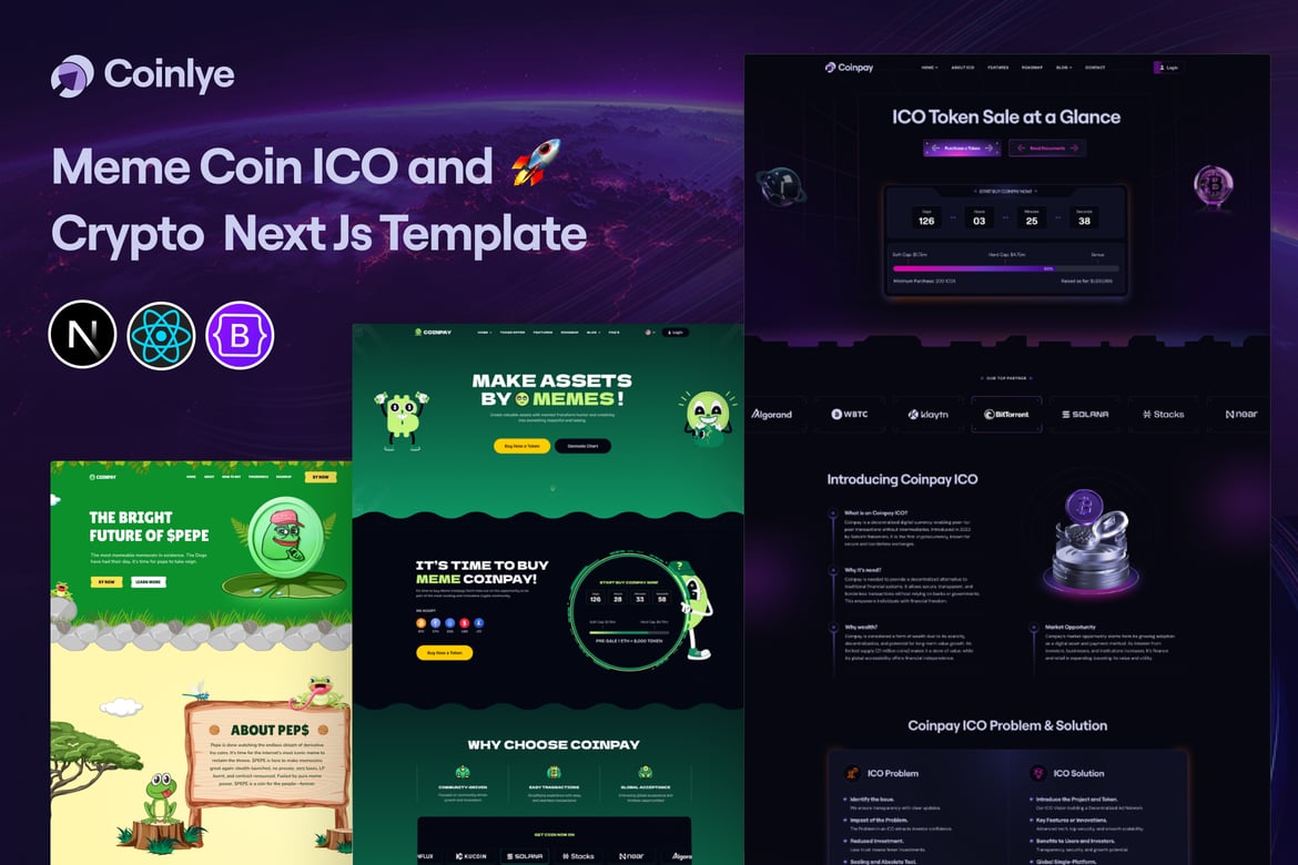 Coinlye - Template Website ICO & Kripto Berbasis Meme yang Menarik