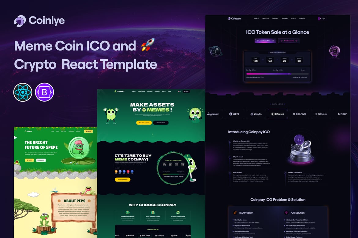 Coinlye - Template Website ICO Meme Coin & Crypto yang Menarik