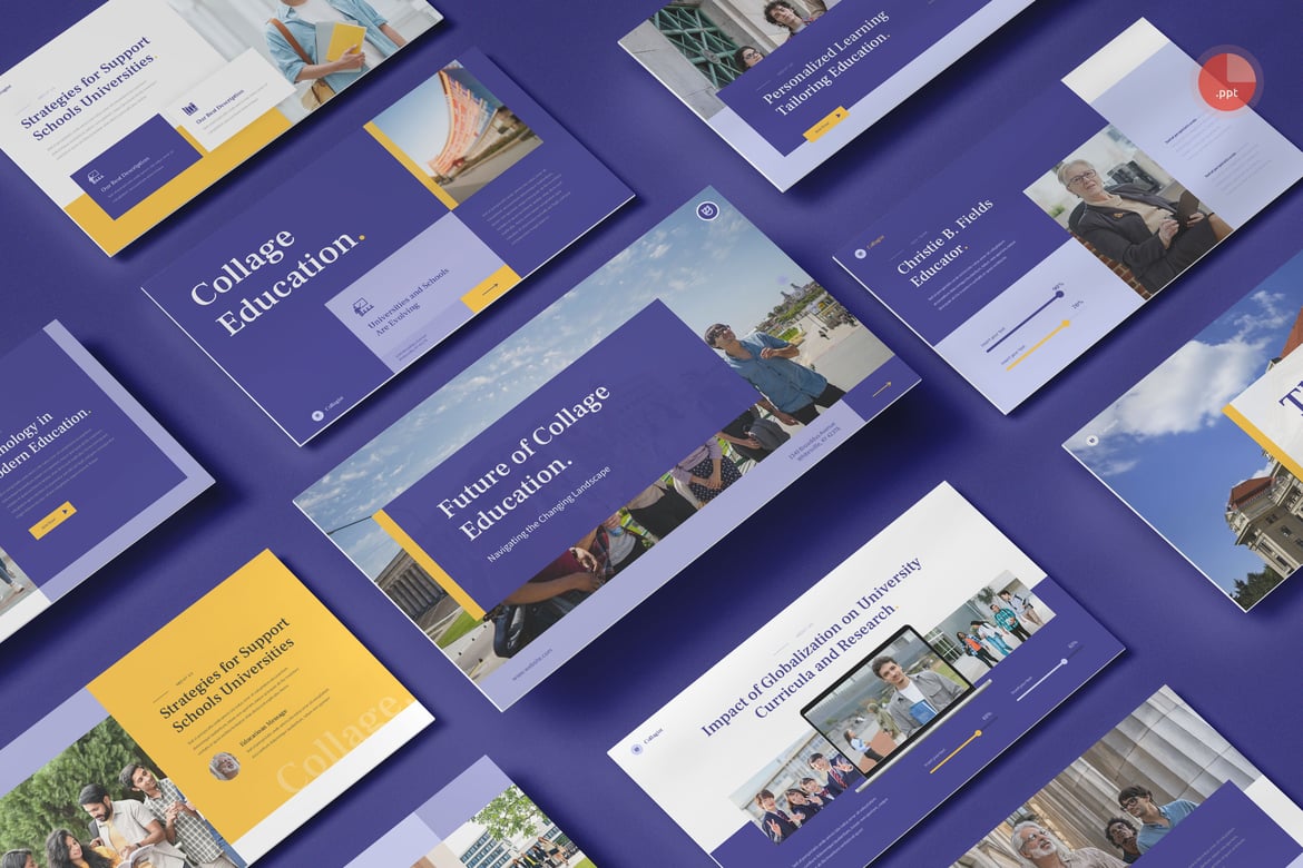 Template Presentasi Collage untuk PowerPoint yang Menawan