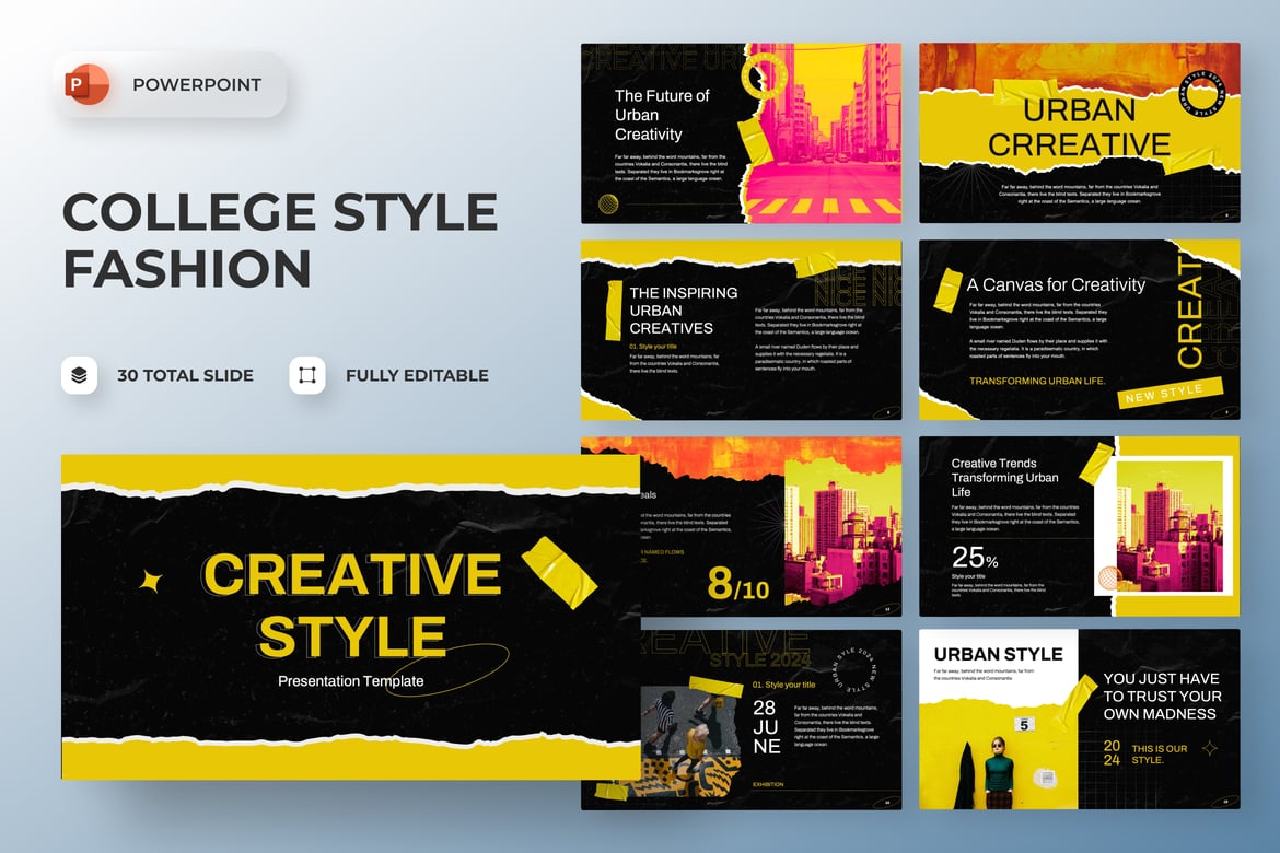 Template Presentasi Fashion Bergaya Kolase yang Menarik