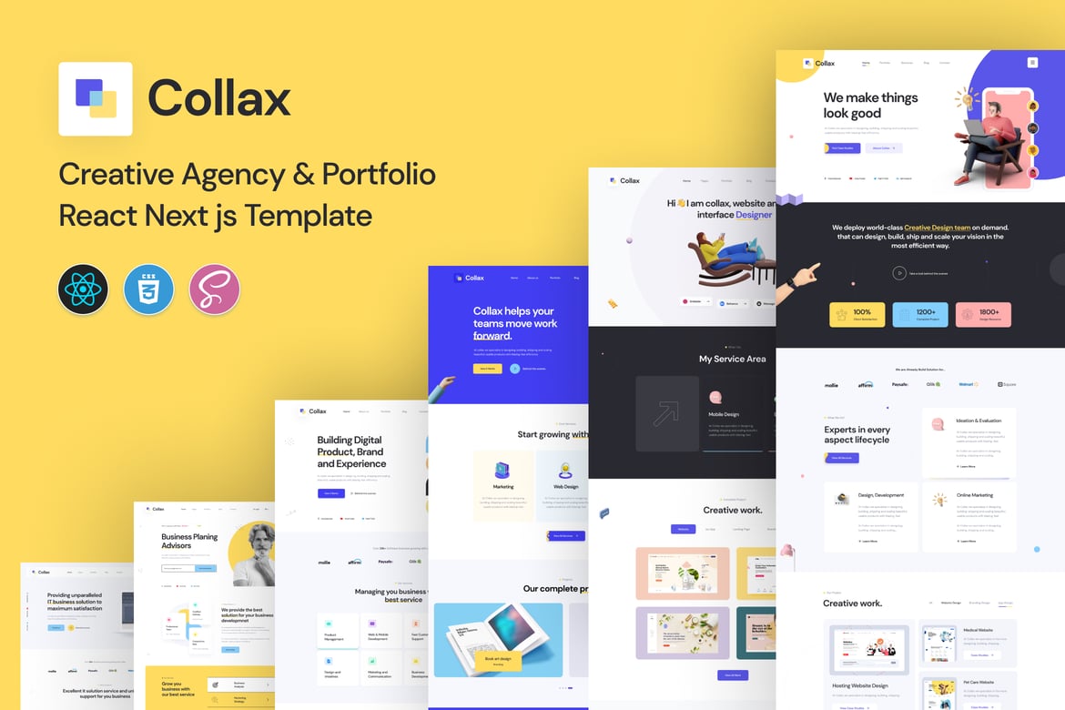 Collax - Template Website Kreatif untuk Agensi menggunakan React dan Next.js