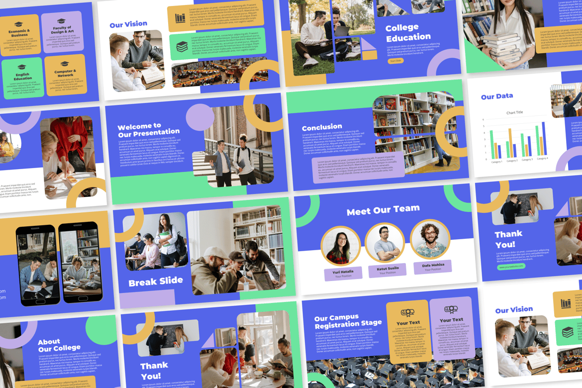 Template Powerpoint Presentasi Pendidikan Perguruan Tinggi yang Menarik