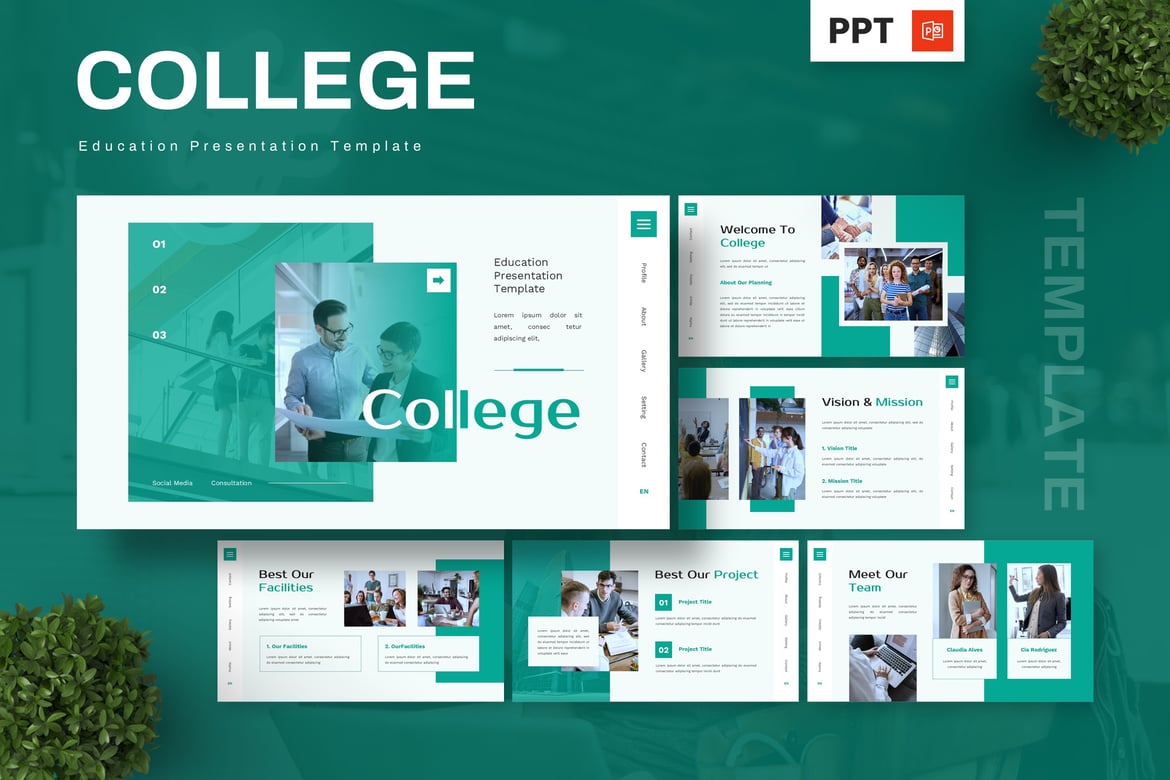 Template PowerPoint Pendidikan untuk Kampus yang Menarik