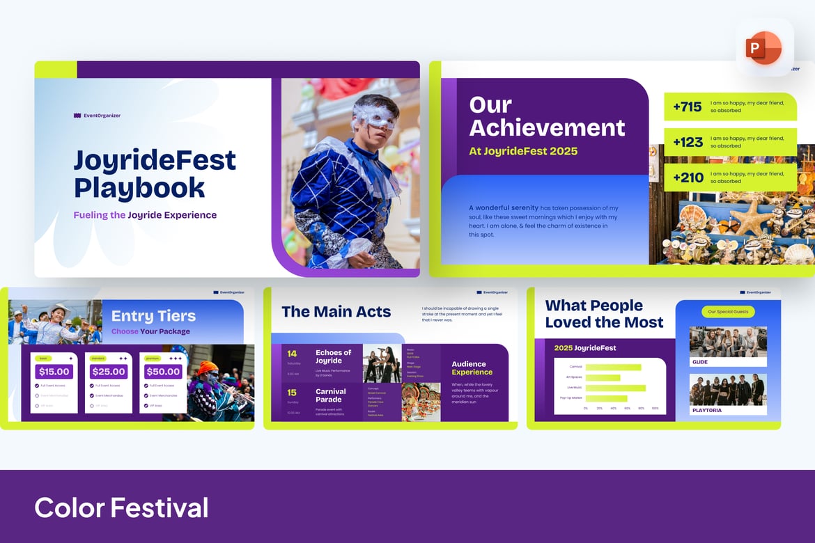 Template Presentasi PowerPoint Festival Warna yang Menakjubkan