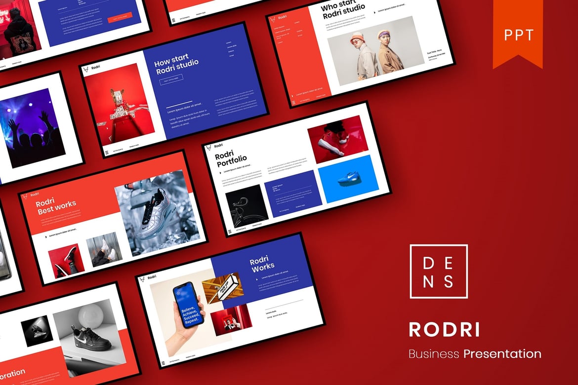 Template Presentasi PowerPoint Bisnis yang Berwarna-warni dan Modern