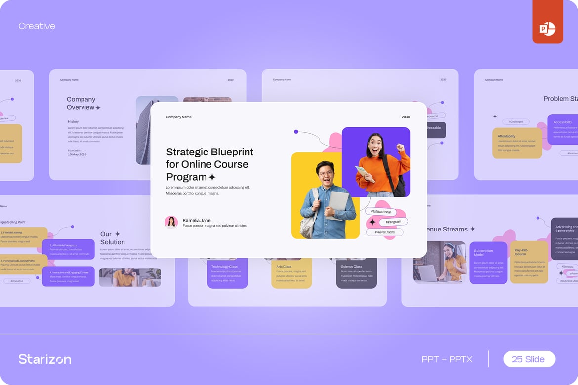 Template PowerPoint Presentasi Pitch Deck Kreatif dan Berwarna • 002
