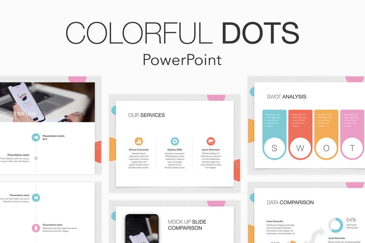 Template PowerPoint Titik Berwarna yang Menarik