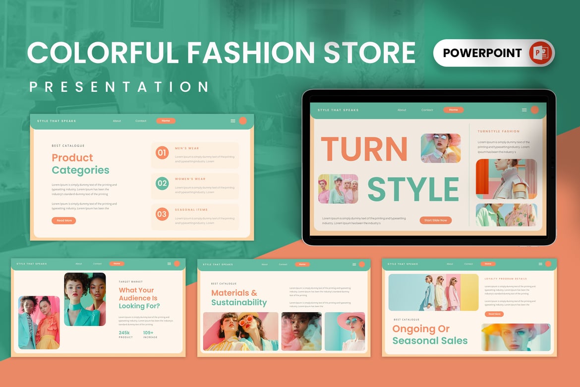 Template Presentasi PowerPoint Fashion Warna-warni yang Menarik